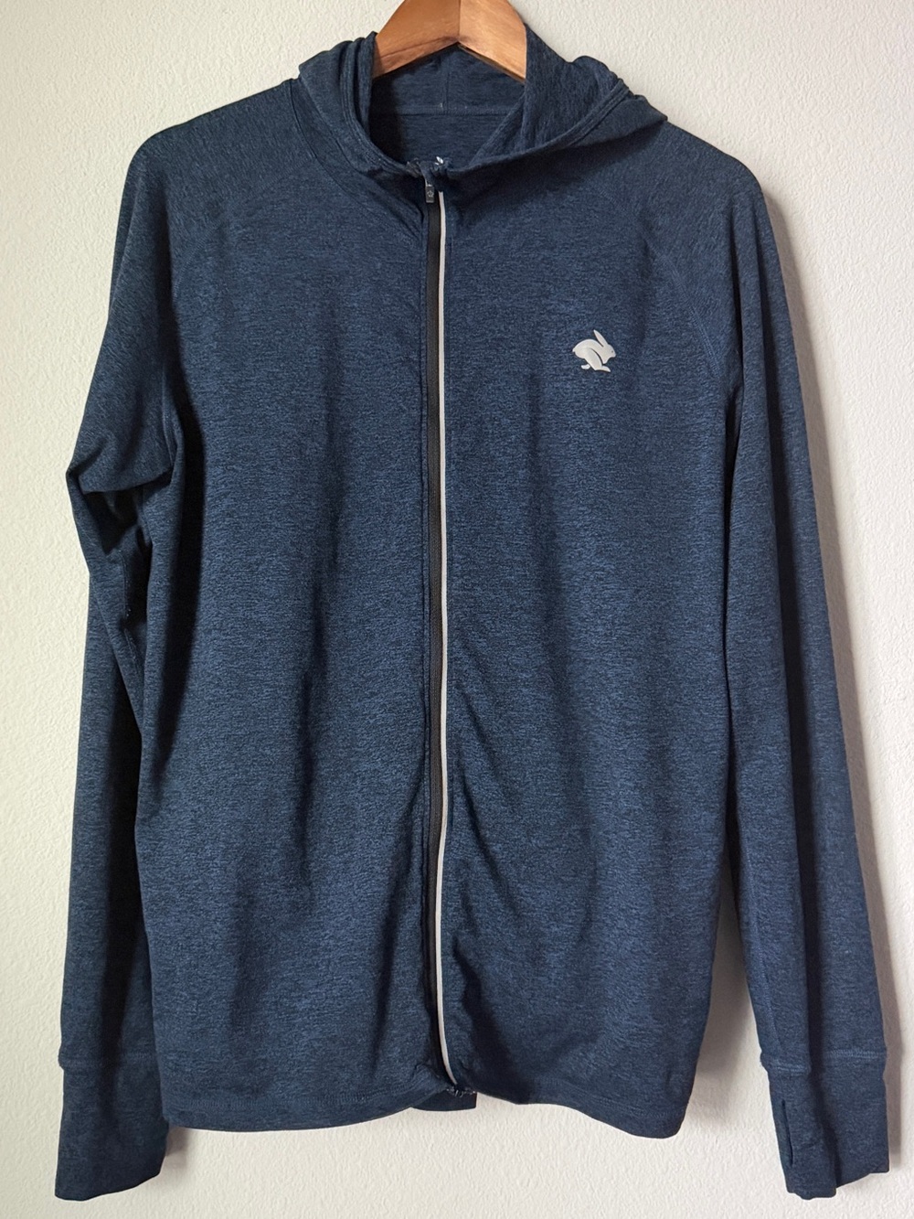 Rabbit M Navy EZ Zip Lightweight Running Hoodie Thumbholes